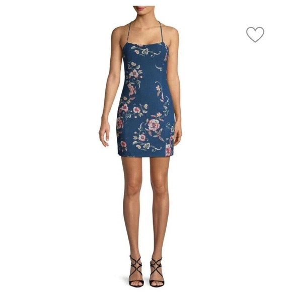 NWT Women’s Blue Floral Bodycon Mini Dress 12 - Picture 3 of 11